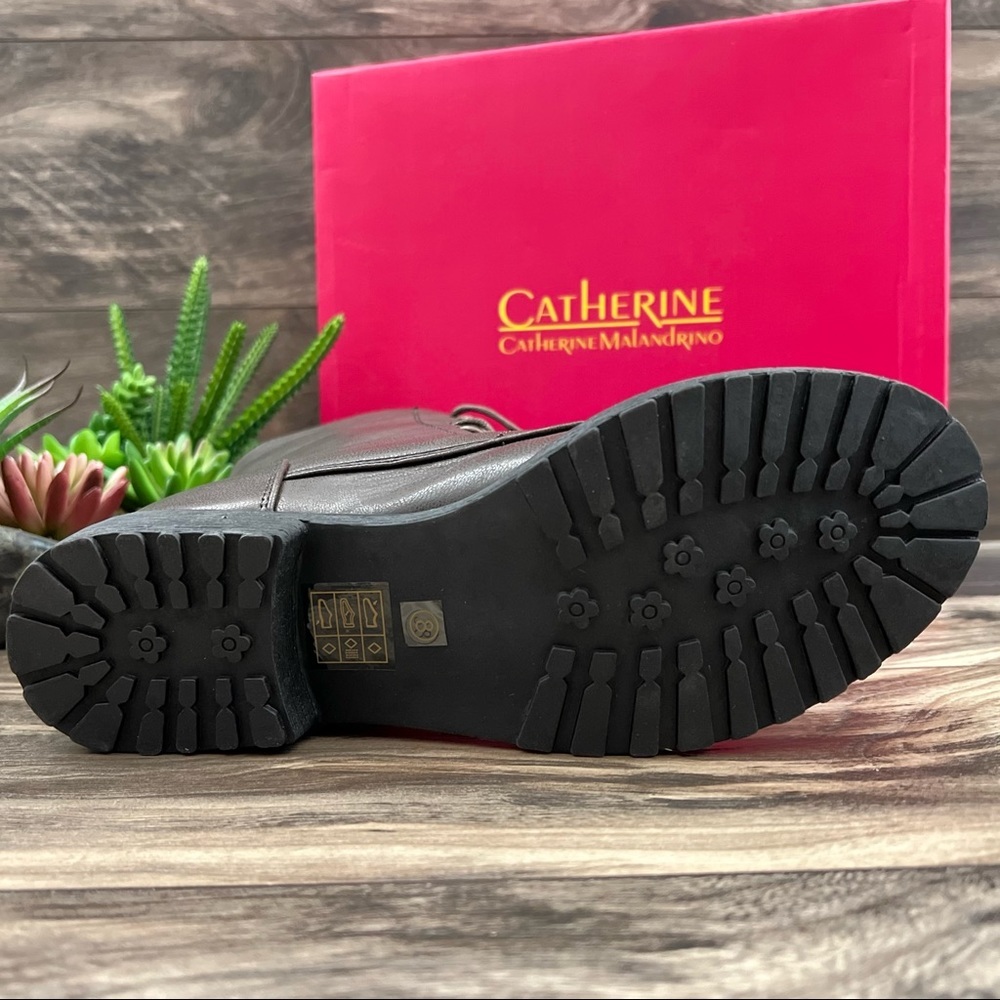 NIB Catherine Malandrino Booney Lace Up Brown Vegan Leather Combat Boots 8 - Picture 9 of 13